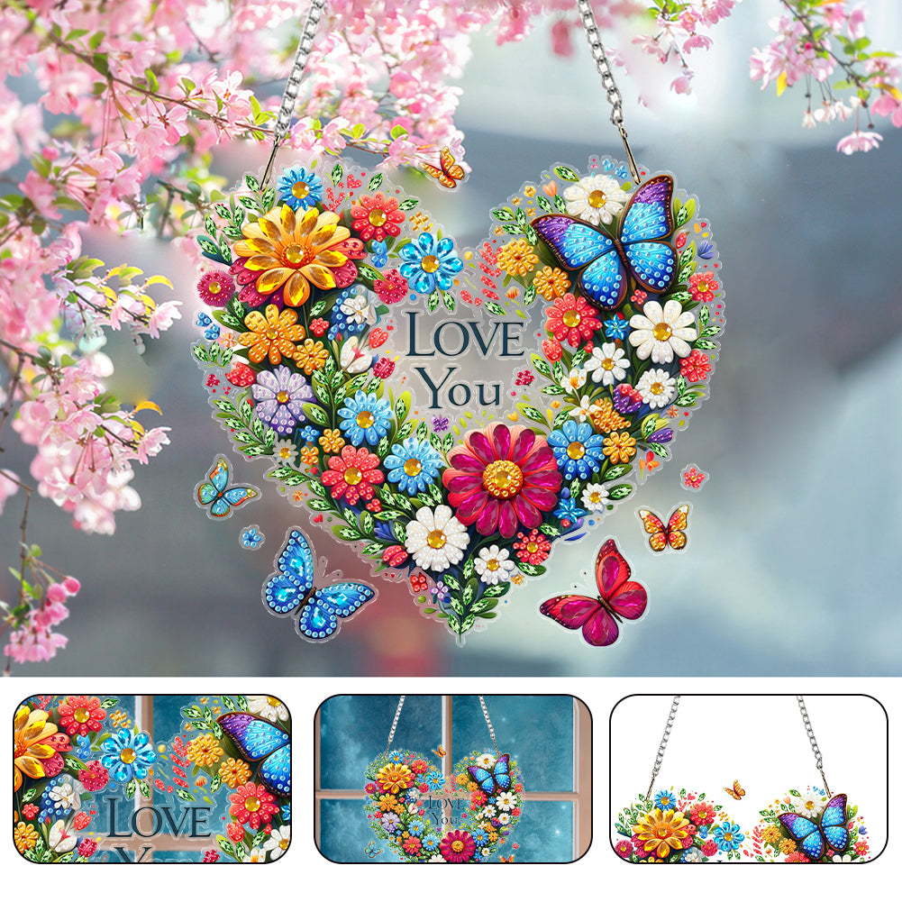 Acrylic Special Shape Heart Wreath Diamond Painting Hanging Pendant for Wall