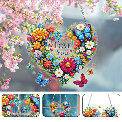 Acrylic Special Shape Heart Wreath Diamond Painting Hanging Pendant for Wall