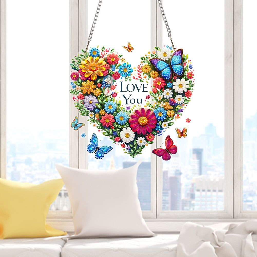 Acrylic Special Shape Heart Wreath Diamond Painting Hanging Pendant for Wall