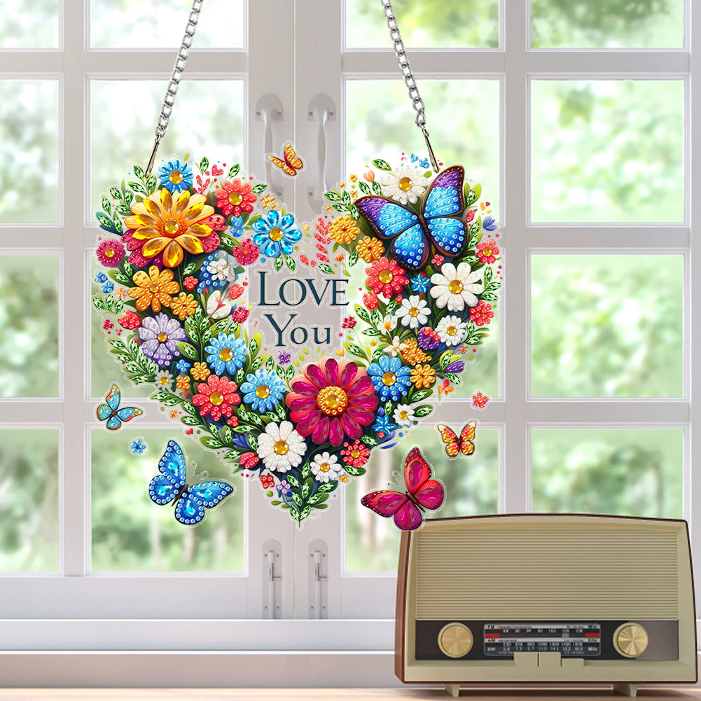 Acrylic Special Shape Heart Wreath Diamond Painting Hanging Pendant for Wall