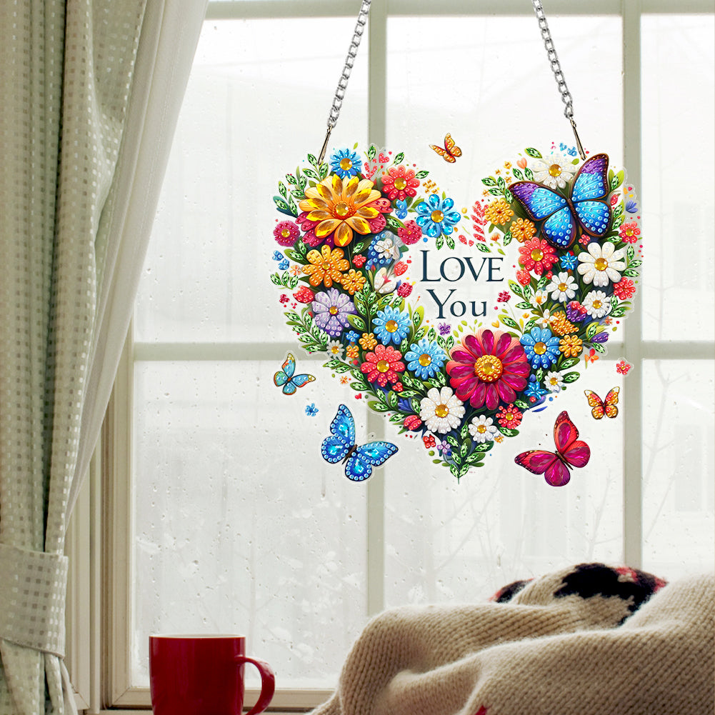 Acrylic Special Shape Heart Wreath Diamond Painting Hanging Pendant for Wall