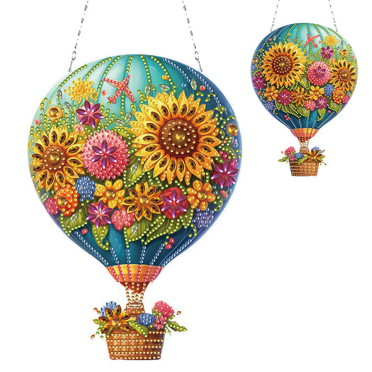 Flower Hot Air Balloon Diamond Art Pendant 5D DIY Diamond Painting Dots Pendant