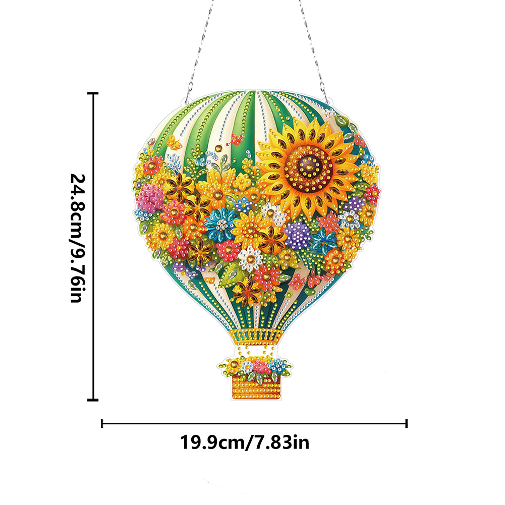 Flower Hot Air Balloon Diamond Art Pendant 5D DIY Diamond Painting Dots Pendant