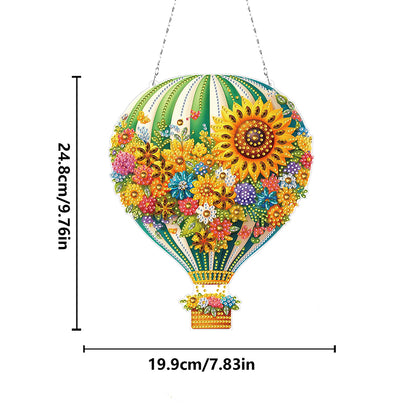 Flower Hot Air Balloon Diamond Art Pendant 5D DIY Diamond Painting Dots Pendant
