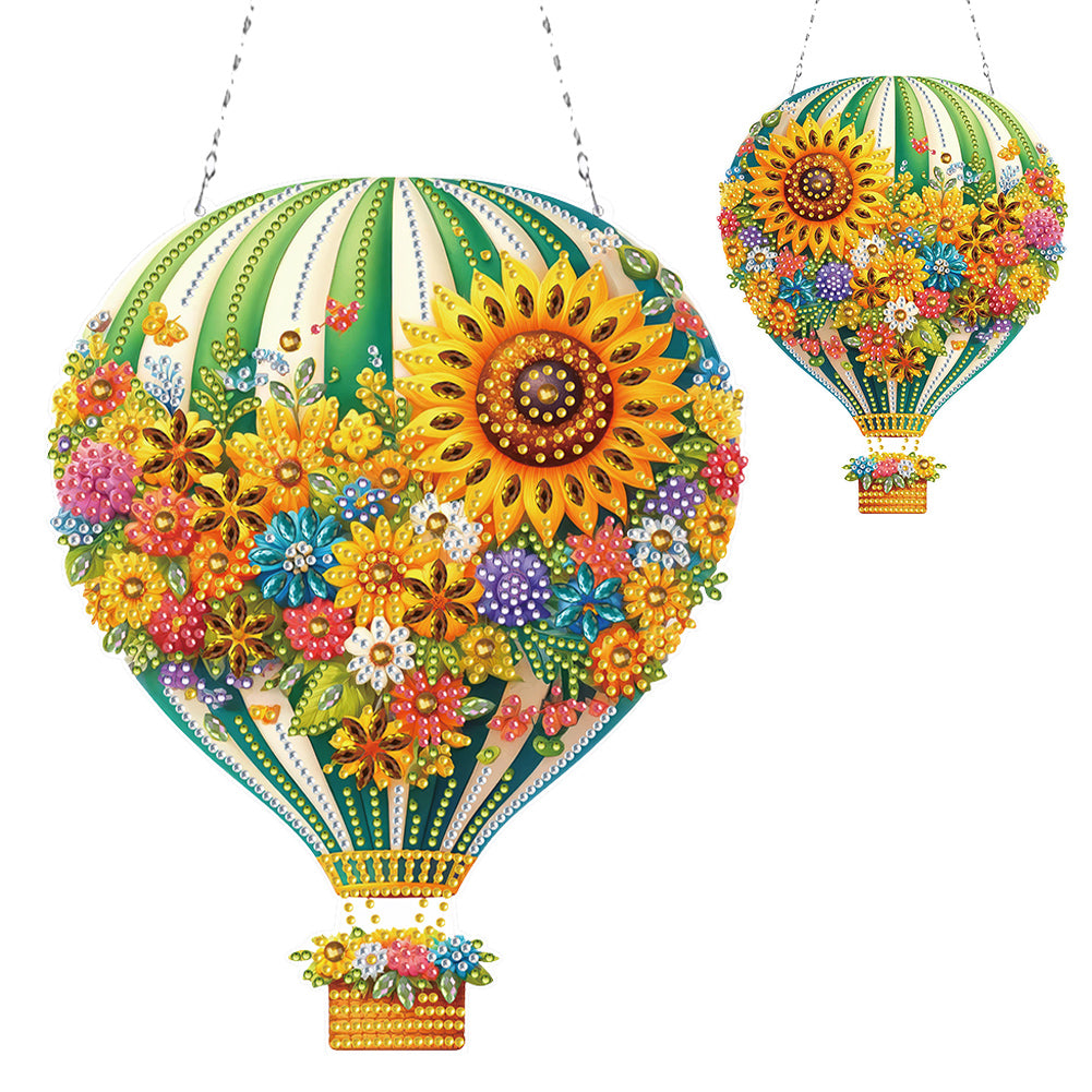 Flower Hot Air Balloon Diamond Art Pendant 5D DIY Diamond Painting Dots Pendant