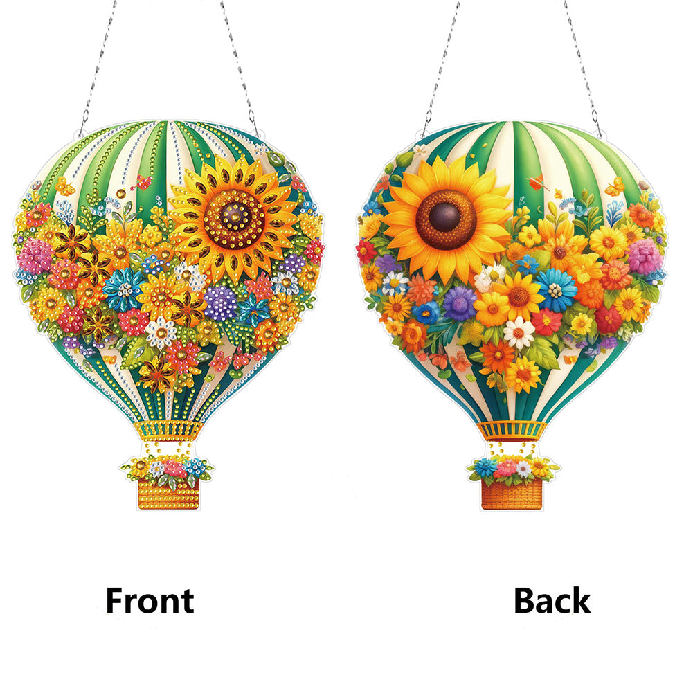 Flower Hot Air Balloon Diamond Art Pendant 5D DIY Diamond Painting Dots Pendant