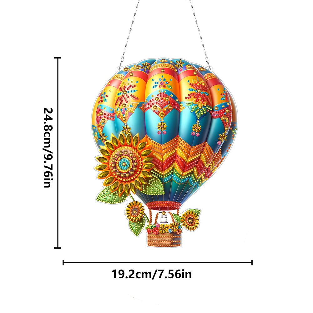Flower Hot Air Balloon Diamond Art Pendant 5D DIY Diamond Painting Dots Pendant
