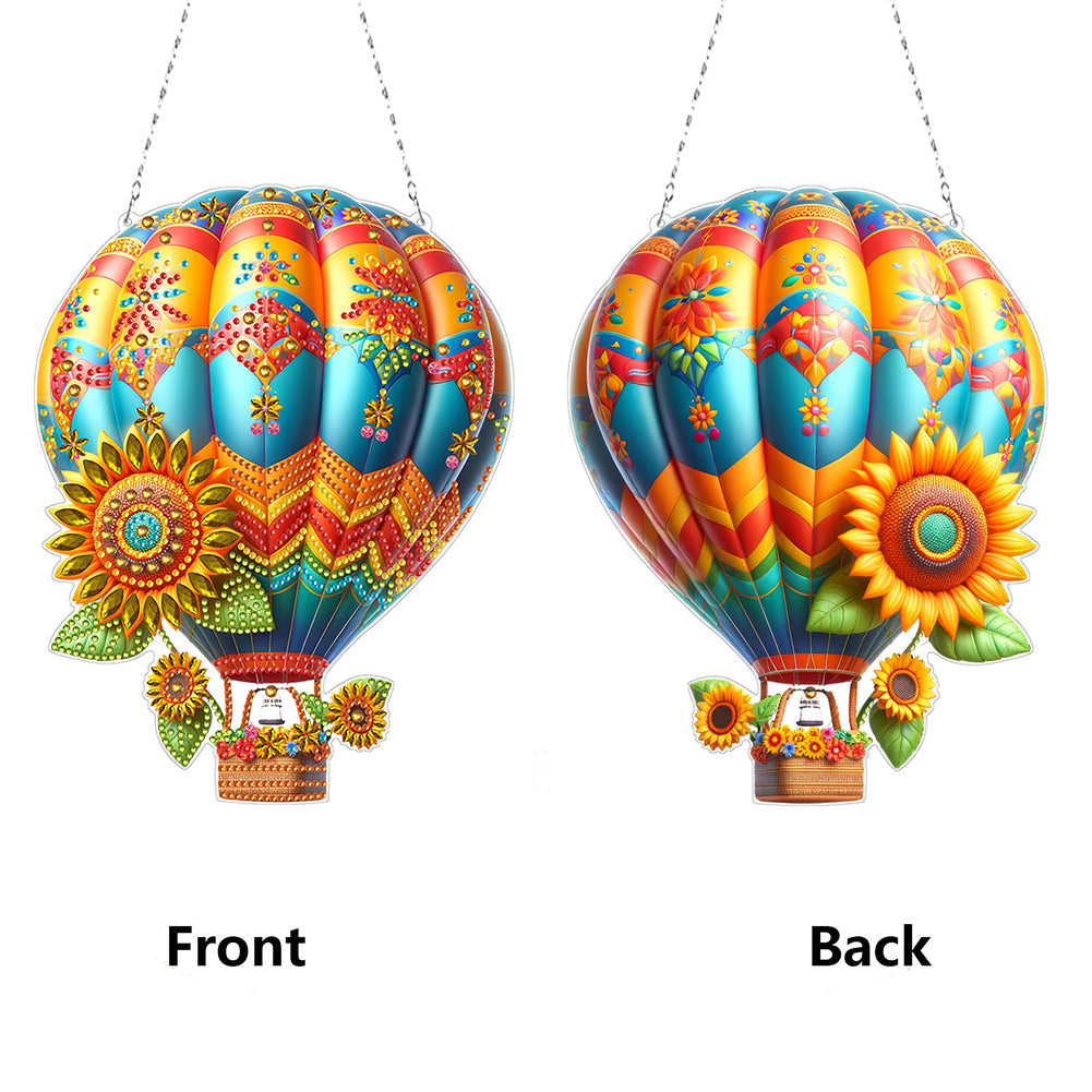 Flower Hot Air Balloon Diamond Art Pendant 5D DIY Diamond Painting Dots Pendant
