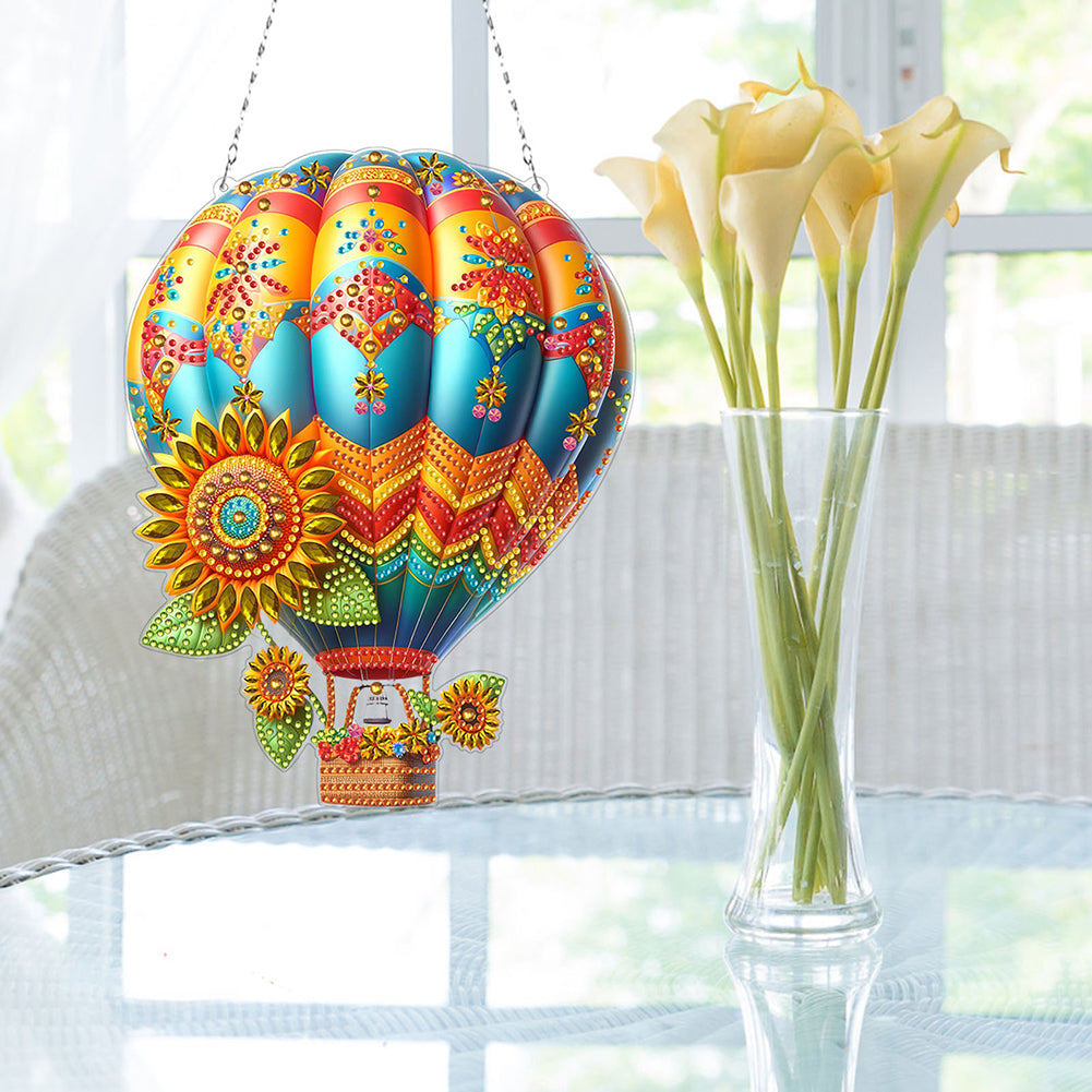 Flower Hot Air Balloon Diamond Art Pendant 5D DIY Diamond Painting Dots Pendant