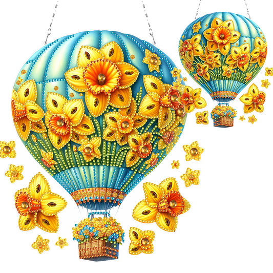 Flower Hot Air Balloon Diamond Art Pendant 5D DIY Diamond Painting Dots Pendant