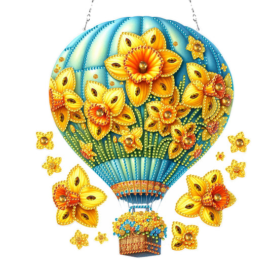 Flower Hot Air Balloon Diamond Art Pendant 5D DIY Diamond Painting Dots Pendant