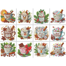 Load image into Gallery viewer, 12pcs Mini Diamond Painting Set - Full Round - Christmas cocoa coffee (15*15CM)
