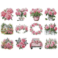 Load image into Gallery viewer, 12pcs Mini Diamond Painting Set - Full Round - lover flowers (15*15CM)
