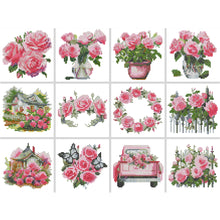 Load image into Gallery viewer, 12pcs Mini Diamond Painting Set - Full Round - lover flowers (15*15CM)
