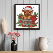 Load image into Gallery viewer, 12pcs Mini Diamond Painting Set - Full Round - Christmas Highland Cow (15*15CM)
