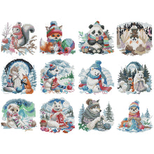 Load image into Gallery viewer, 12pcs Mini Diamond Painting Set - Full Round - snow animals (15*15CM)
