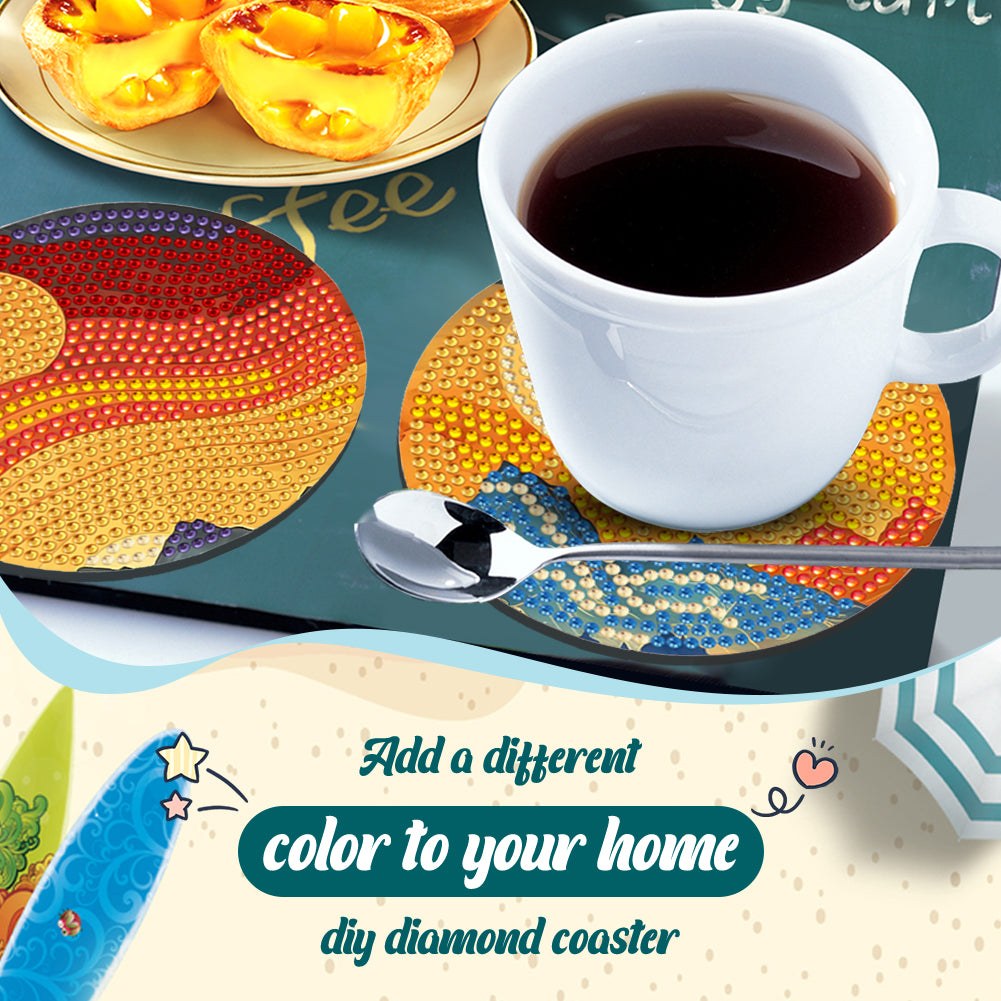 6Pcs Wooden Animals DIY Coaster Diamond Dot Kits for Adults Beginners