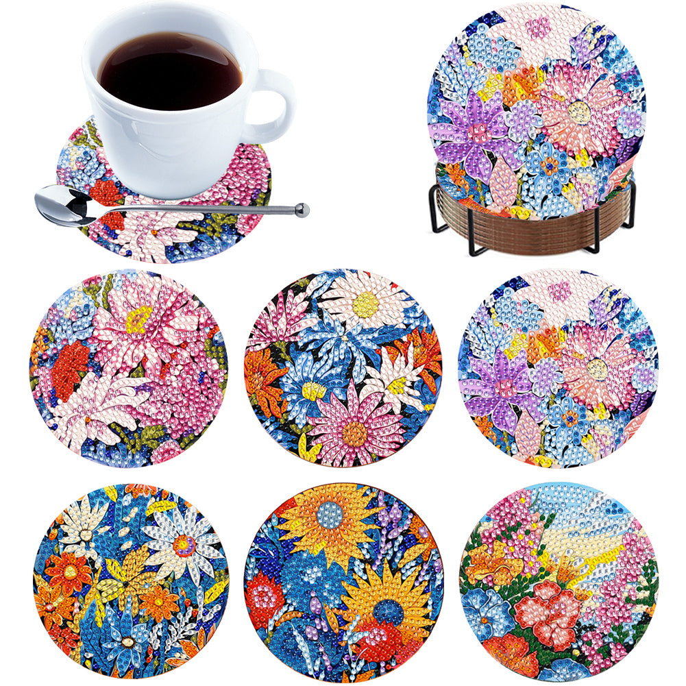 6Pcs Wooden Animals DIY Coaster Diamond Dot Kits for Adults Beginners