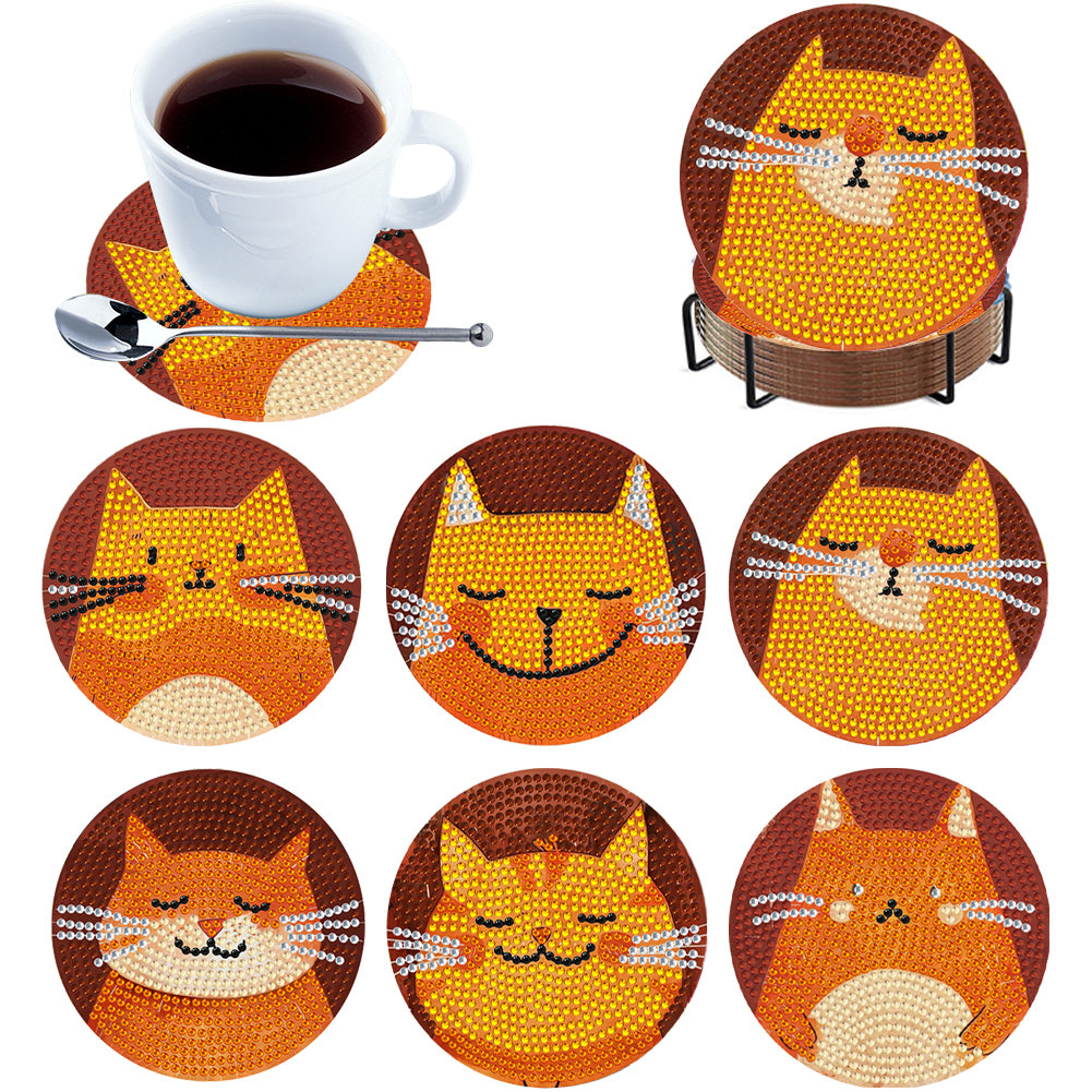 6Pcs Wooden Animals DIY Coaster Diamond Dot Kits for Adults Beginners
