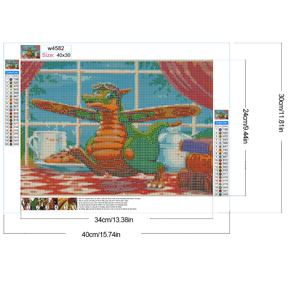 Diamond Painting - Full Round - Dinosaur With Flying Machine (40*30CM)