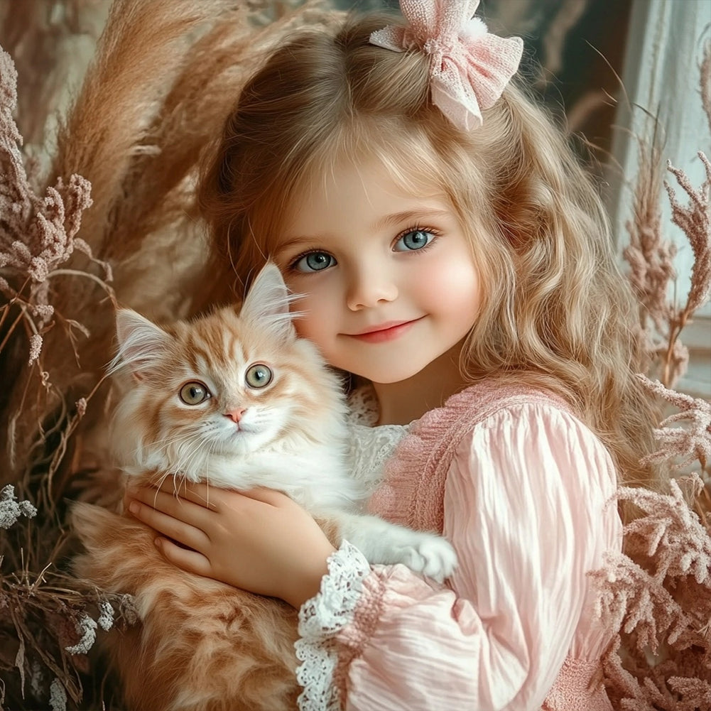 Diamond Painting - Full Round - Cute big-eyed girl (40*40CM)