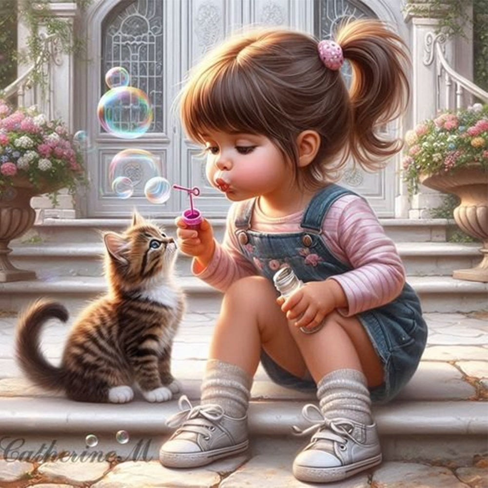 Diamond Painting - Full Round - Cute big-eyed girl (40*40CM)
