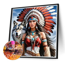 Load image into Gallery viewer, Diamond Painting - Full Round - Indian Woman And Wolf (40*40CM)

