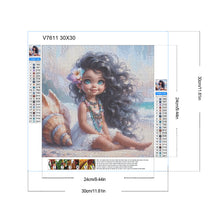 Load image into Gallery viewer, Diamond Painting - Full Round - Curly-Haired Girl By The Seashell (30*30CM)

