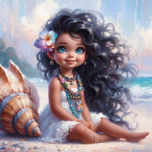 Load image into Gallery viewer, Diamond Painting - Full Round - Curly-Haired Girl By The Seashell (30*30CM)
