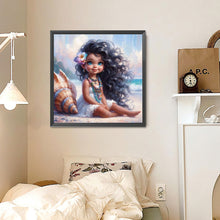 Load image into Gallery viewer, Diamond Painting - Full Round - Curly-Haired Girl By The Seashell (30*30CM)
