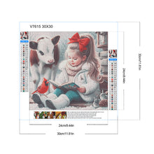 Load image into Gallery viewer, Diamond Painting - Full Round - Cow Cardinal Girl Reading A Book (30*30CM)

