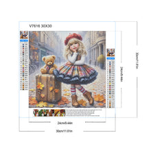 Load image into Gallery viewer, Diamond Painting - Full Round - Teddy Bear Suitcase Girl (30*30CM)
