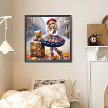 Load image into Gallery viewer, Diamond Painting - Full Round - Teddy Bear Suitcase Girl (30*30CM)

