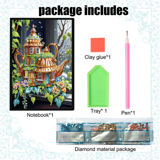 Special Shaped Crystal Apple 5D DIY Diamond Art Painting Notebook Kit for Adults