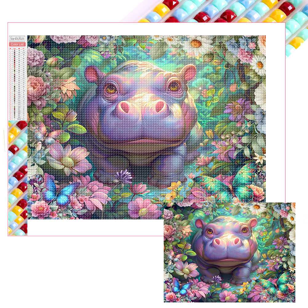 Diamond Painting - Full Square - Hippopotamus (40*30CM)