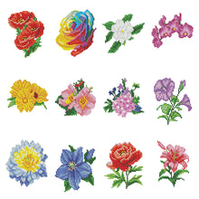 Load image into Gallery viewer, 12pcs Mini Diamond Painting Set - Full Round - flowers (15*18CM)
