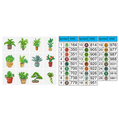 12pcs Mini Diamond Painting Set - Full Round - potted plants (15*18CM)