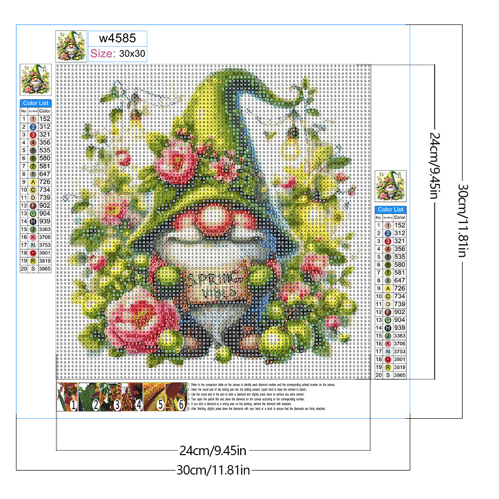 Diamond Painting - Full Round - Spring gnome (30*30CM)