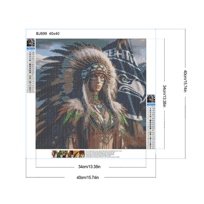 Diamond Painting - Full Round - Indian woman Dallas Cowboys football team logo (40*40CM)