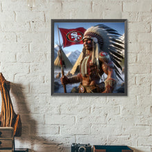 Load image into Gallery viewer, Diamond Painting - Full Round - Indian Man San Francisco 49ers Logo (40*40CM)
