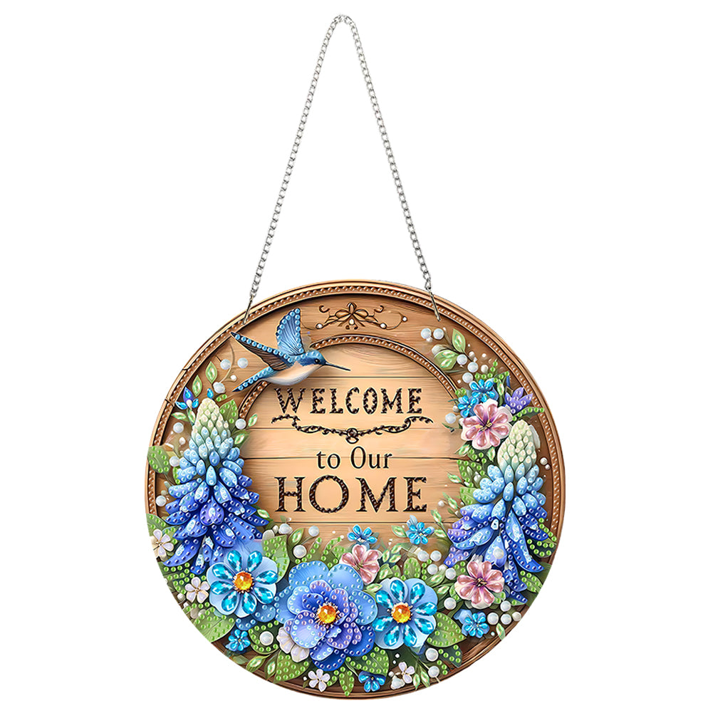 Acrylic Special Shape Welcome Home Diamond Painting Pendants for Home Decor