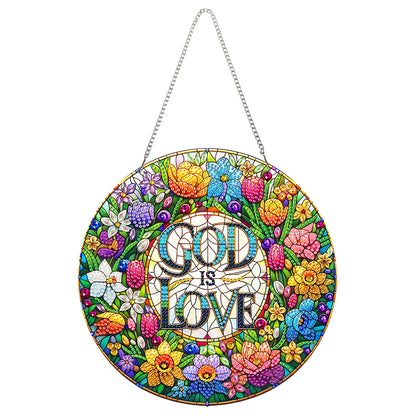 Acrylic Special Shape God Is Love Diamond Painting Pendants for Home Decor