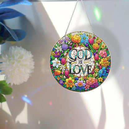 Acrylic Special Shape God Is Love Diamond Painting Pendants for Home Decor