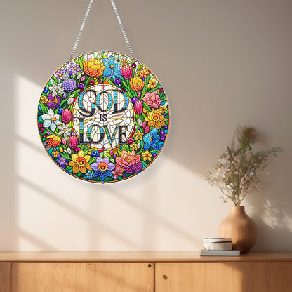 Acrylic Special Shape God Is Love Diamond Painting Pendants for Home Decor
