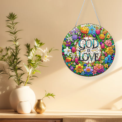 Acrylic Special Shape God Is Love Diamond Painting Pendants for Home Decor