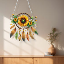 Load image into Gallery viewer, Acrylic Special Shape Sunflower Dreamcatcher Diamond Painting Pendants
