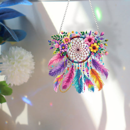 Acrylic Special Shape Flowers Dreamcatcher Diamond Painting Hanging Ornaments