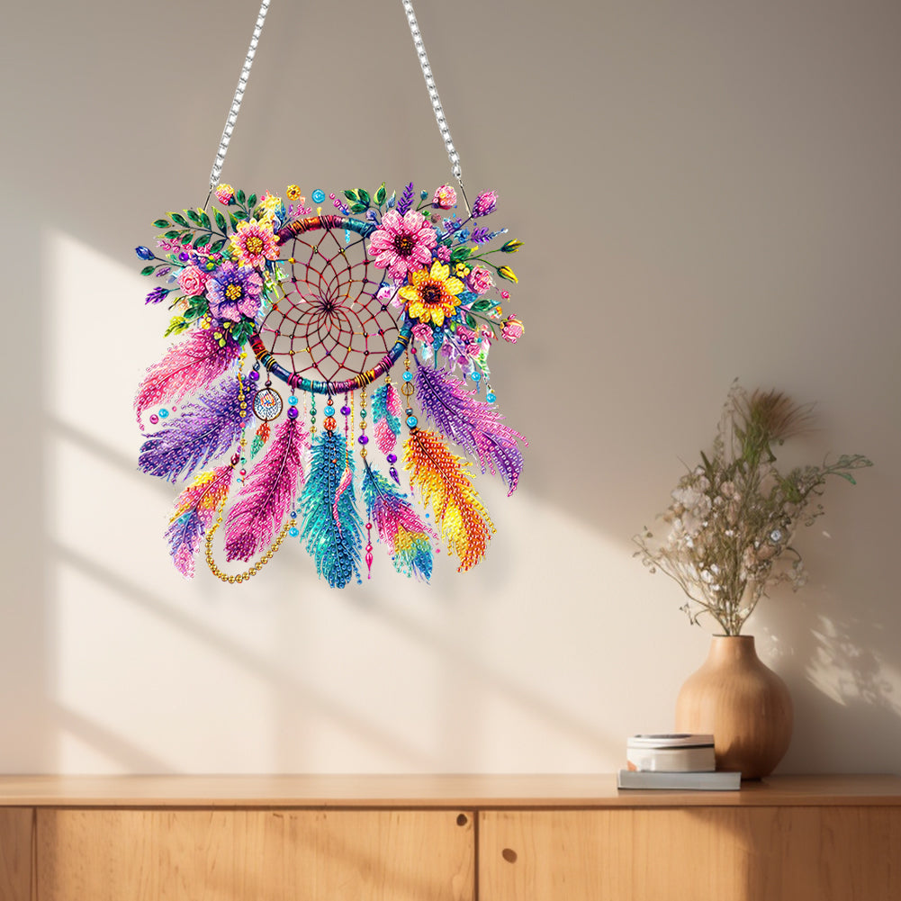 Acrylic Special Shape Flowers Dreamcatcher Diamond Painting Hanging Ornaments