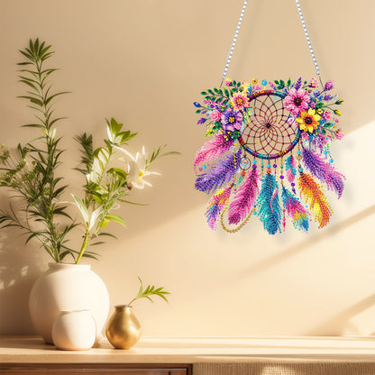 Acrylic Special Shape Flowers Dreamcatcher Diamond Painting Hanging Ornaments