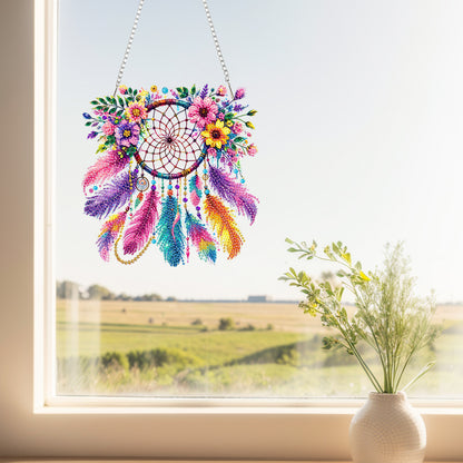 Acrylic Special Shape Flowers Dreamcatcher Diamond Painting Hanging Ornaments